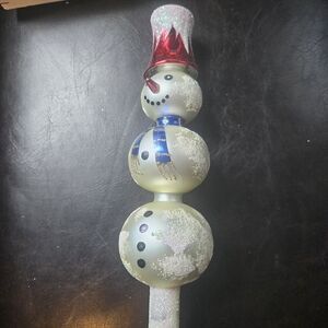 Blown glass snowman christmas tree topper